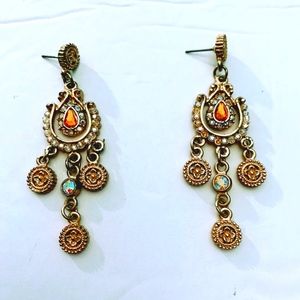 NEW Indian Pakistani Gem Crystal Drop Earrings